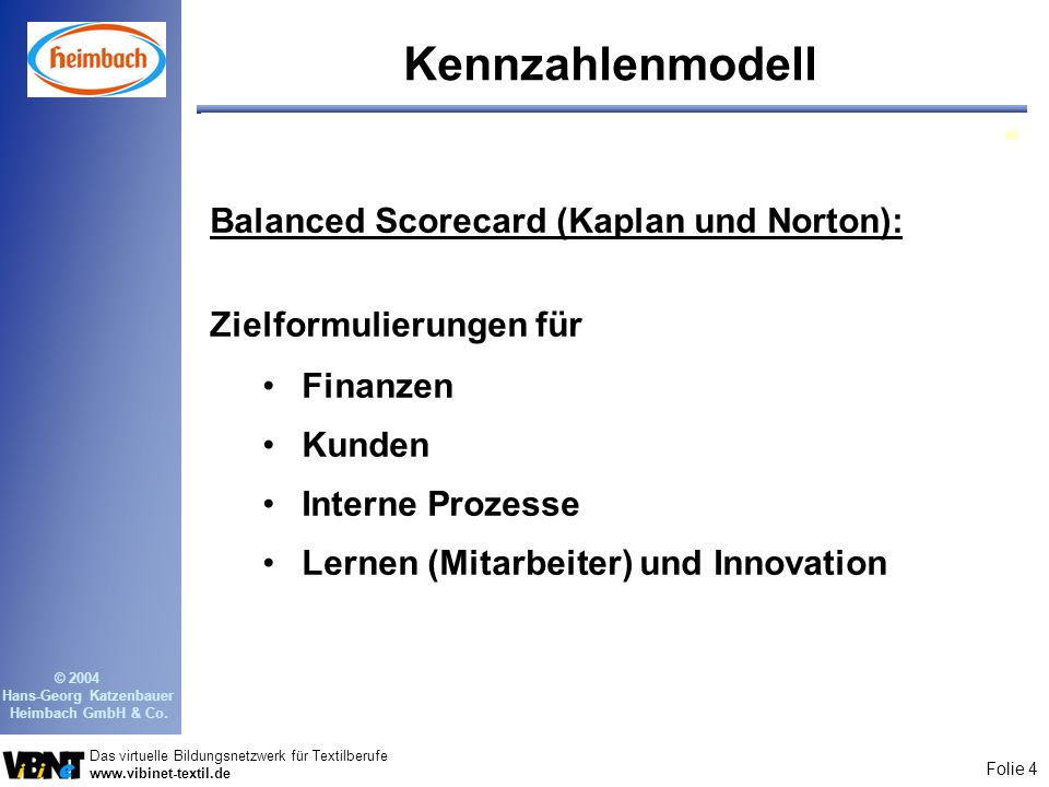 Kennzahlenmodell Balanced Scorecard (Kaplan und Norton):