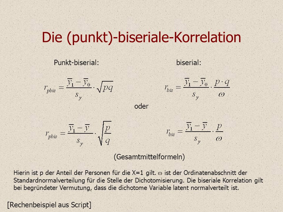 Die (punkt)-biseriale-Korrelation