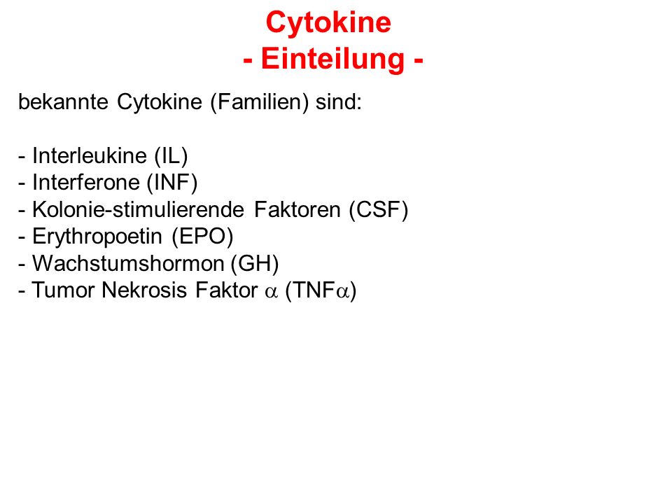 Cytokine - Einteilung -