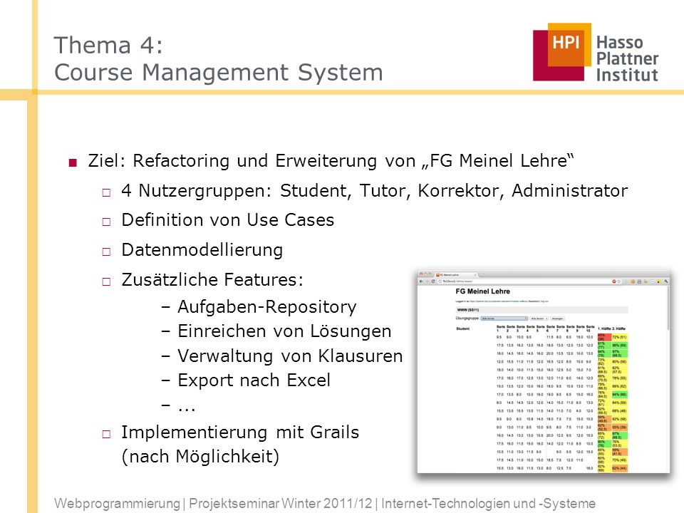 Thema 4: Course Management System