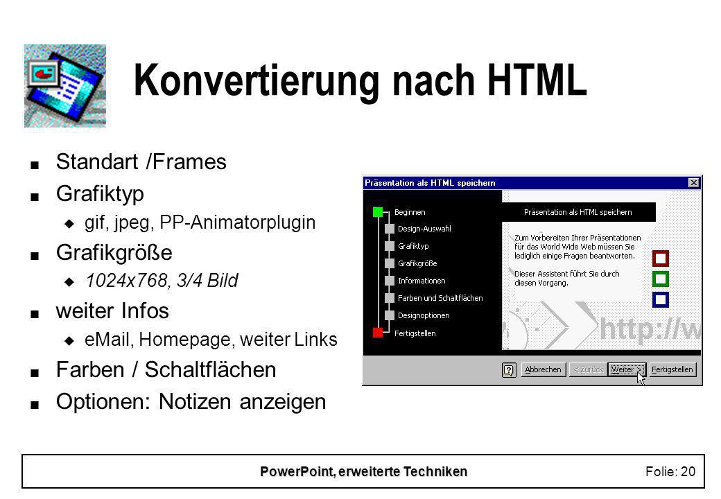 Konvertierung nach HTML