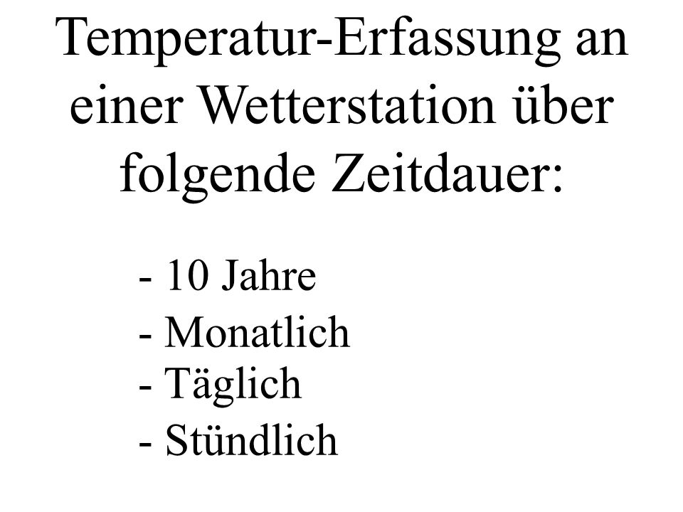 Temperatur-Erfassung an einer Wetterstation über folgende Zeitdauer: