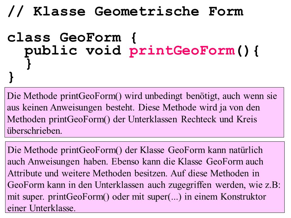 // Klasse Geometrische Form class GeoForm {
