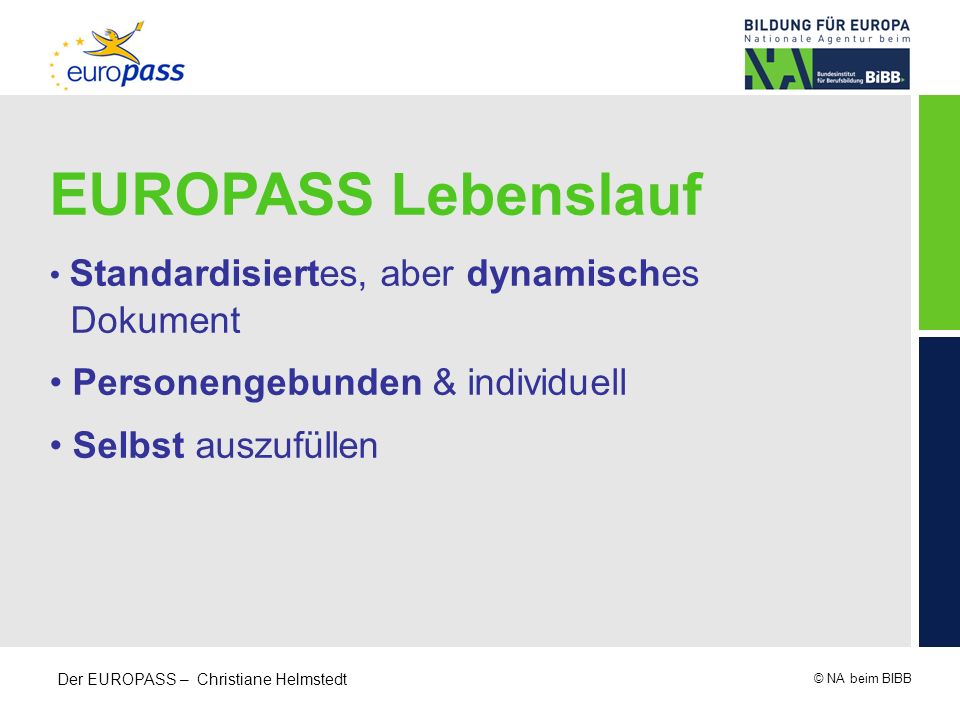 EUROPASS Lebenslauf Dokument Personengebunden & individuell