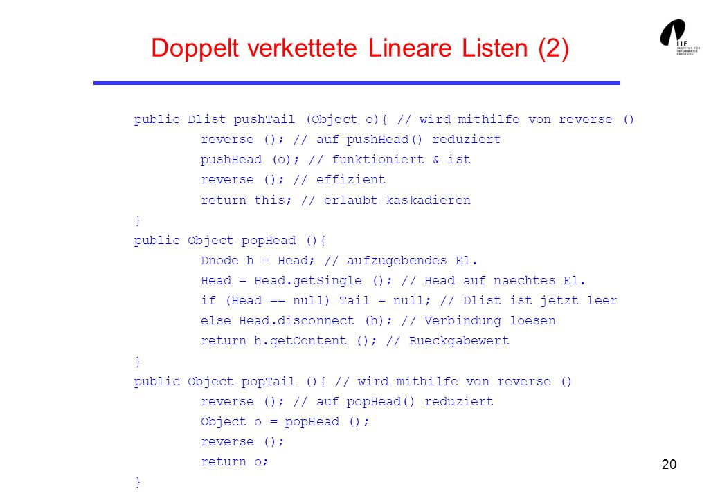 Doppelt verkettete Lineare Listen (2)