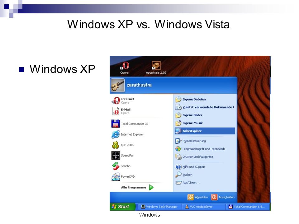 Windows XP vs. Windows Vista