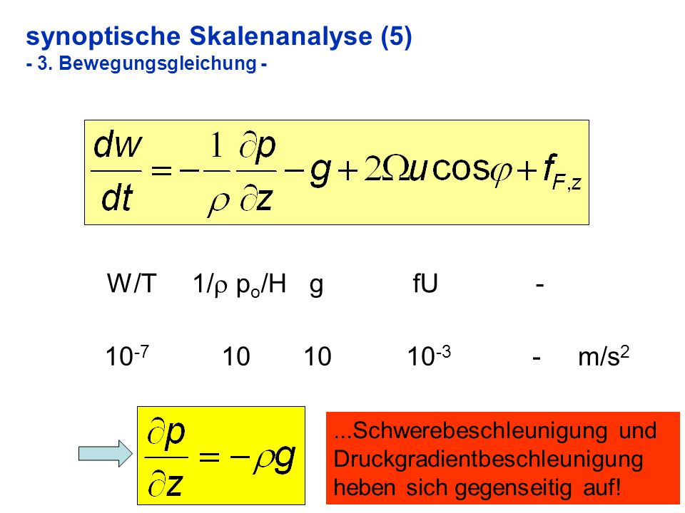 synoptische Skalenanalyse (5) - 3. Bewegungsgleichung -