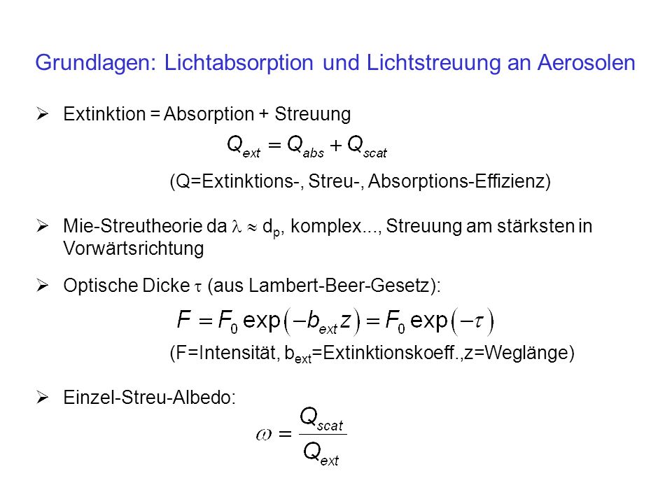 Grundlagen: Lichtabsorption und Lichtstreuung an Aerosolen
