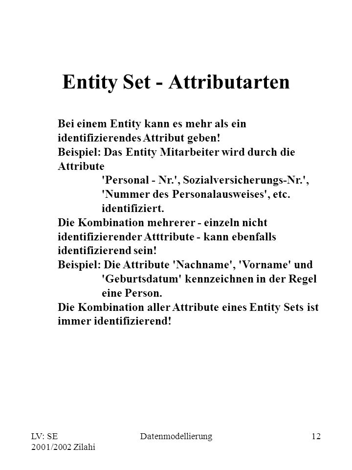 Entity Set - Attributarten