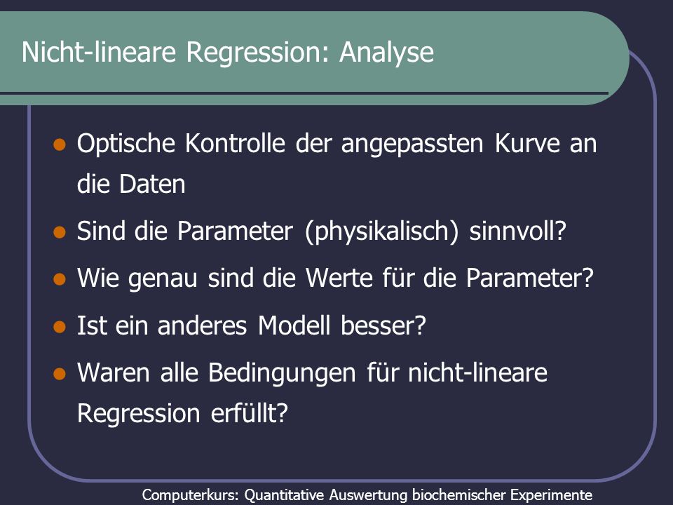 Nicht-lineare Regression: Analyse