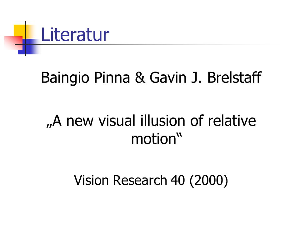 Literatur Baingio Pinna & Gavin J. Brelstaff