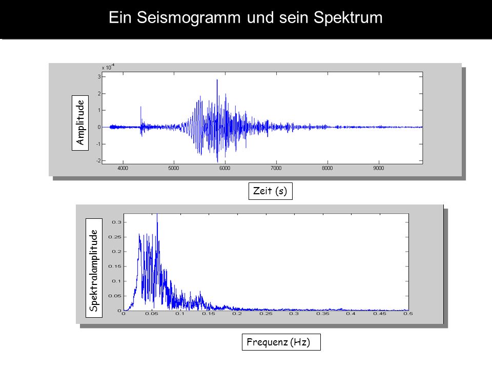 Ein Seismogramm und sein Spektrum