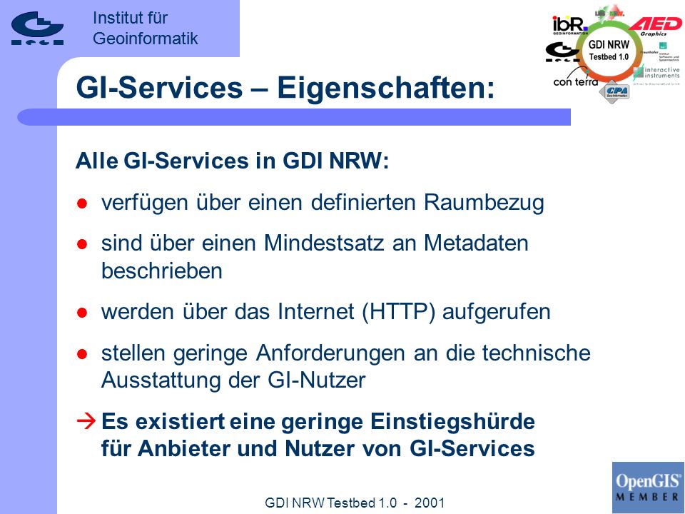 GI-Services – Eigenschaften: