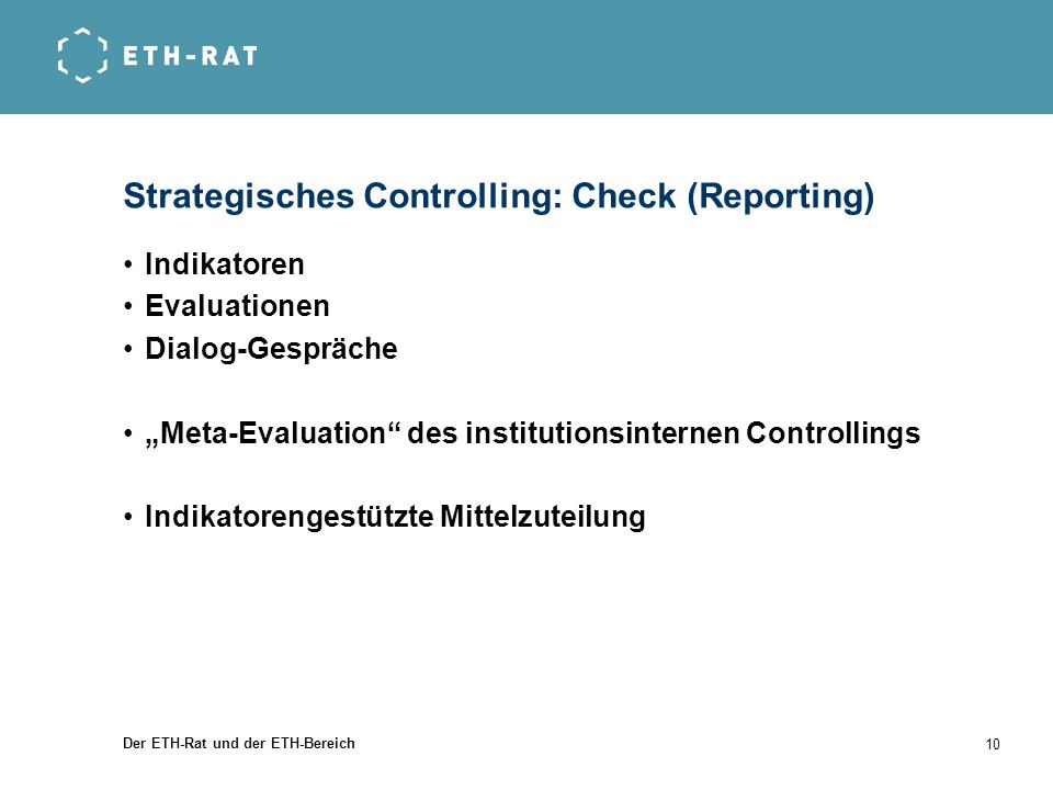Strategisches Controlling: Check (Reporting)