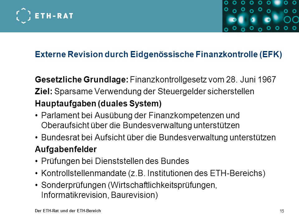 Externe Revision durch Eidgenössische Finanzkontrolle (EFK)
