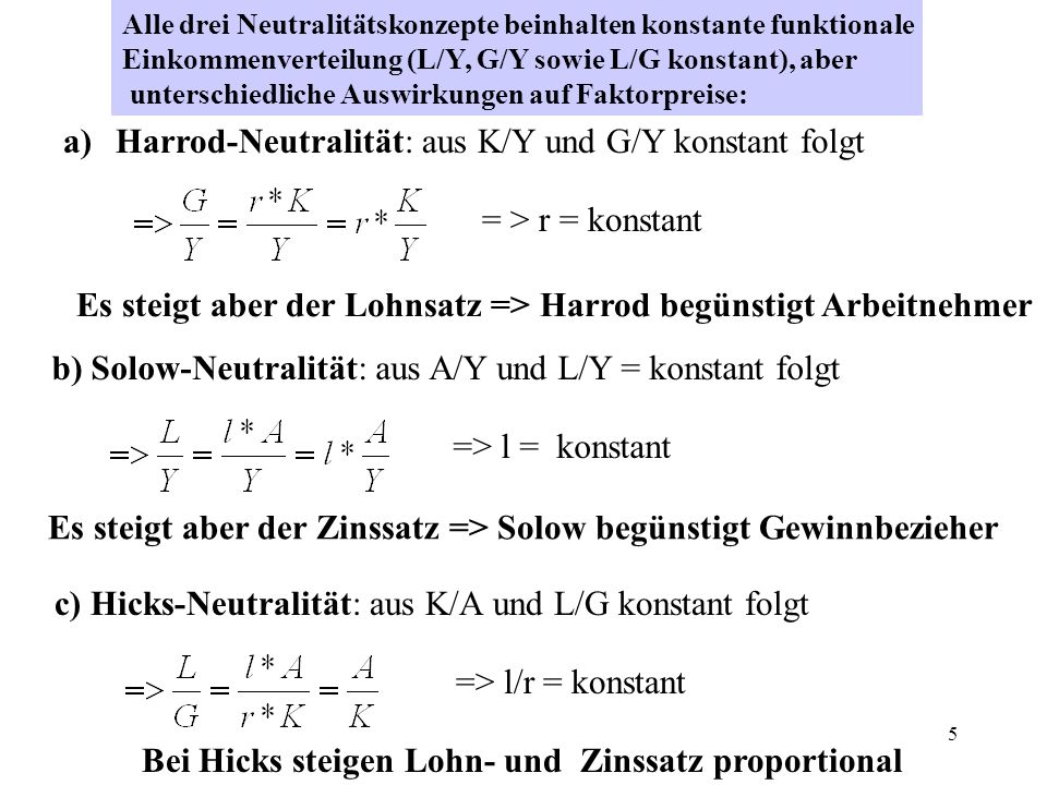 Harrod-Neutralität: aus K/Y und G/Y konstant folgt