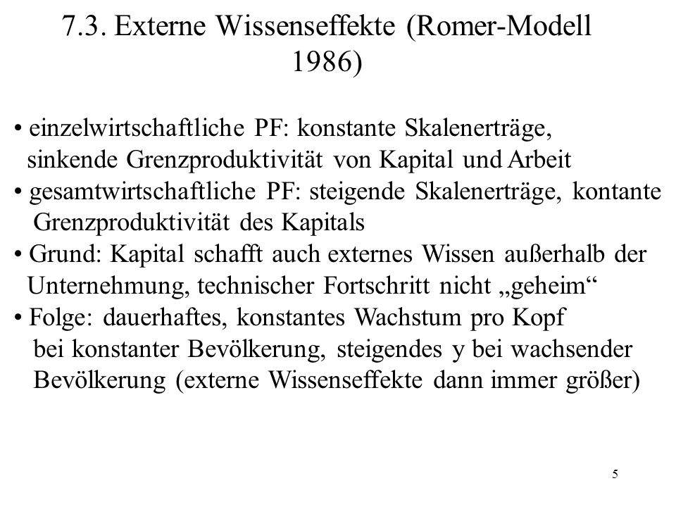7.3. Externe Wissenseffekte (Romer-Modell 1986)