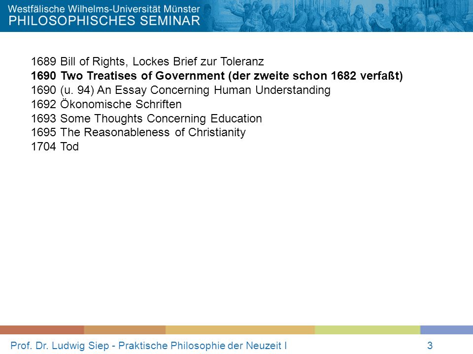 Prof. Dr. Ludwig Siep - Praktische Philosophie der Neuzeit I