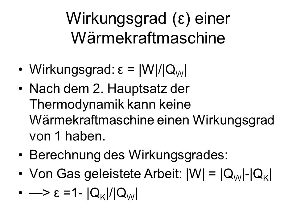 Wirkungsgrad (ε) einer Wärmekraftmaschine