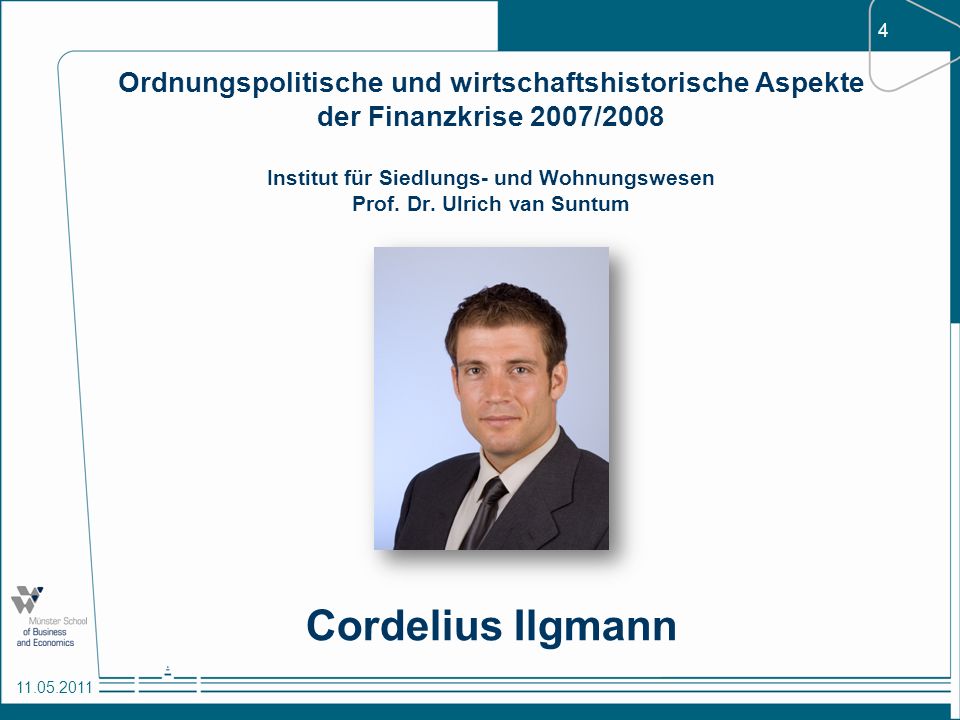 Ordnungspolitische und wirtschaftshistorische Aspekte der Finanzkrise 2007/2008 Institut für Siedlungs- und Wohnungswesen Prof. Dr. Ulrich van Suntum