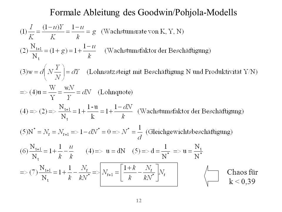 Formale Ableitung des Goodwin/Pohjola-Modells