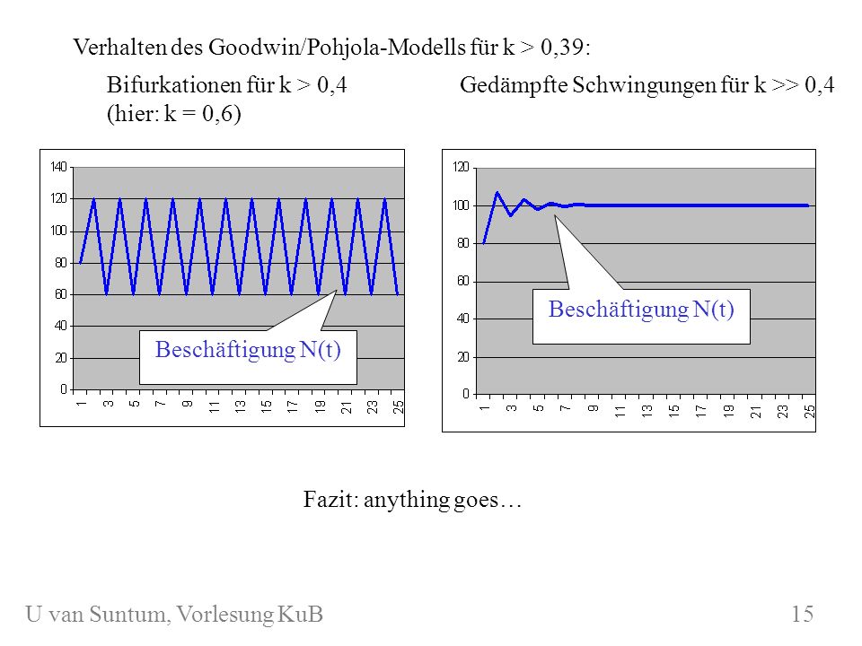 Verhalten des Goodwin/Pohjola-Modells für k > 0,39: