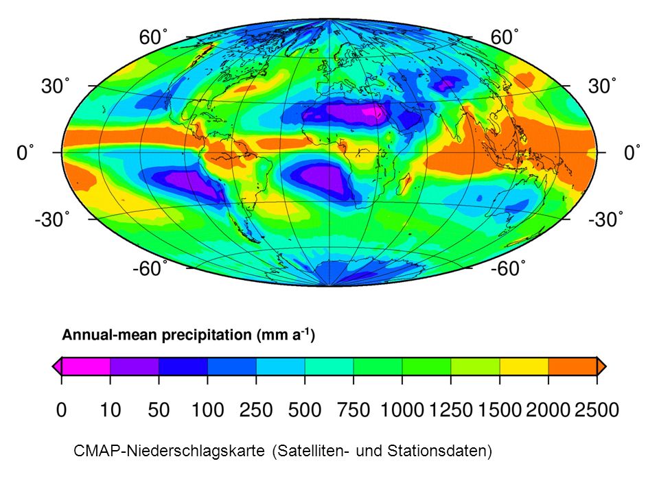 CMAP-Niederschlagskarte (Satelliten- und Stationsdaten)