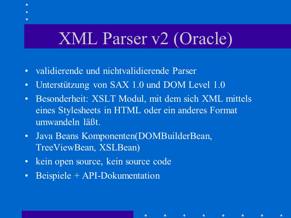 XML Parser v2 (Oracle) validierende und nichtvalidierende Parser