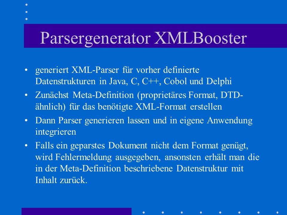 Parsergenerator XMLBooster