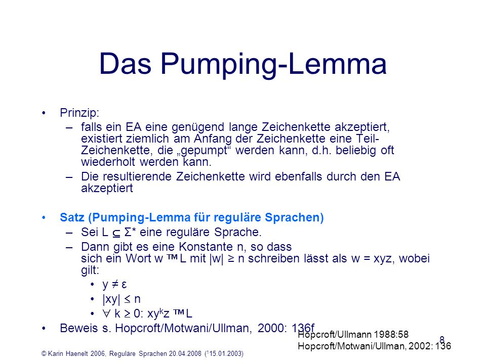 Das Pumping-Lemma Prinzip: