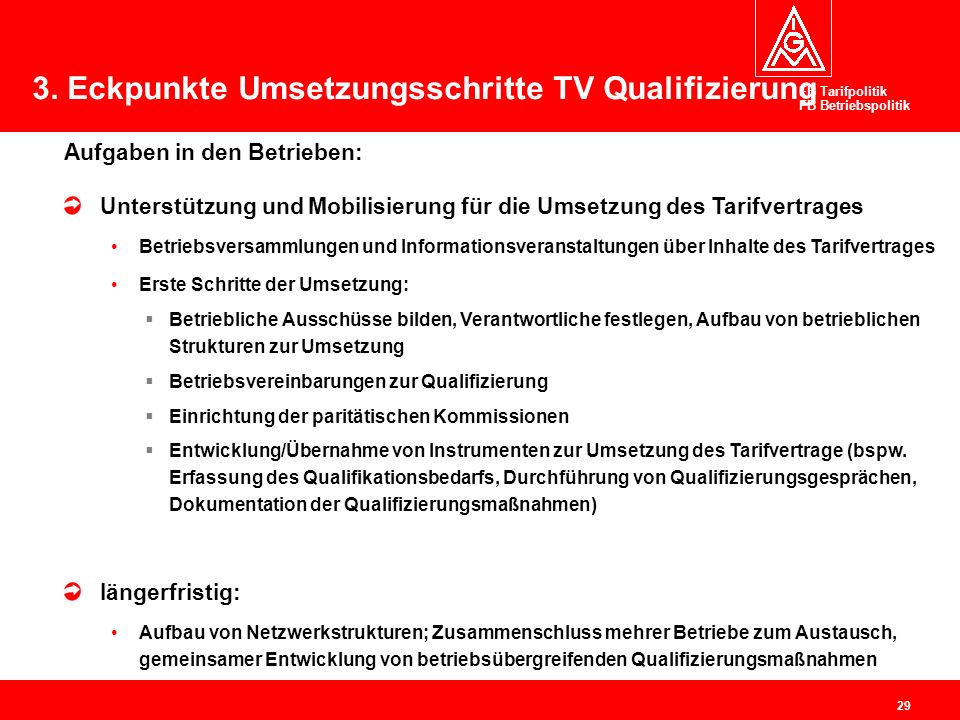 3. Eckpunkte Umsetzungsschritte TV Qualifizierung