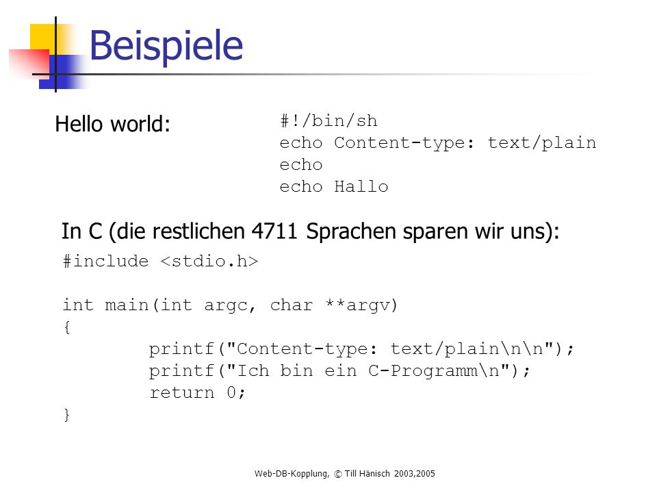 Web-DB-Kopplung, © Till Hänisch 2003,2005
