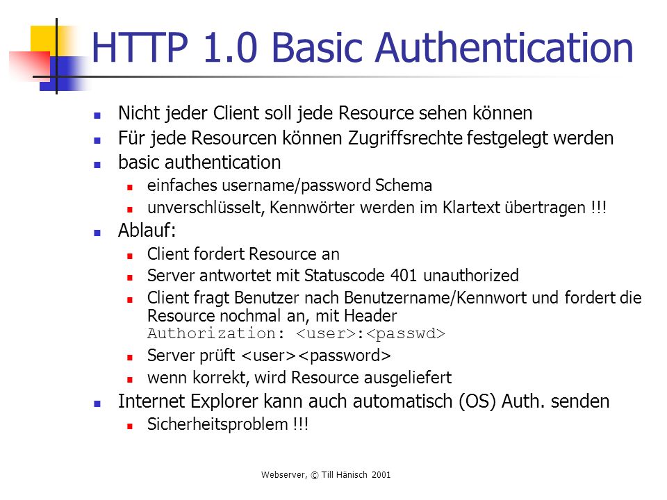 HTTP 1.0 Basic Authentication