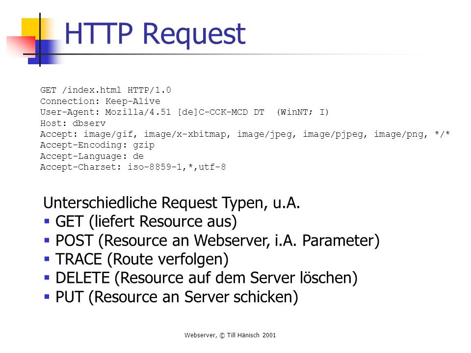 HTTP Request Unterschiedliche Request Typen, u.A.