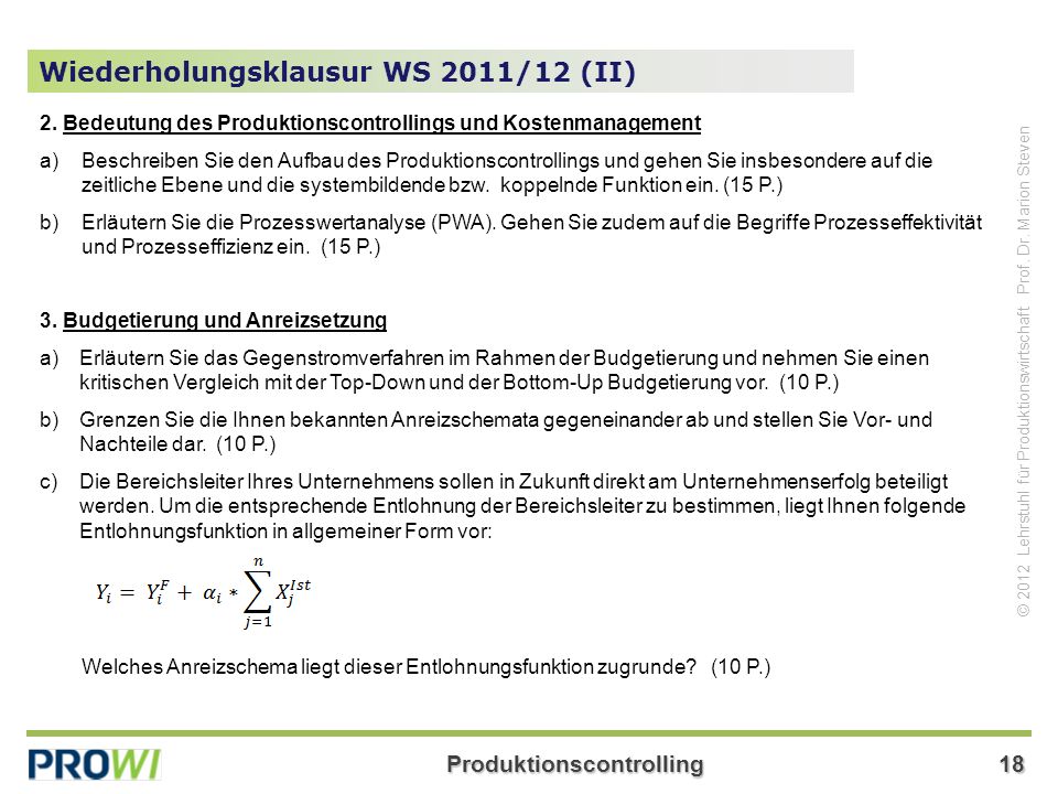 Wiederholungsklausur WS 2011/12 (II)