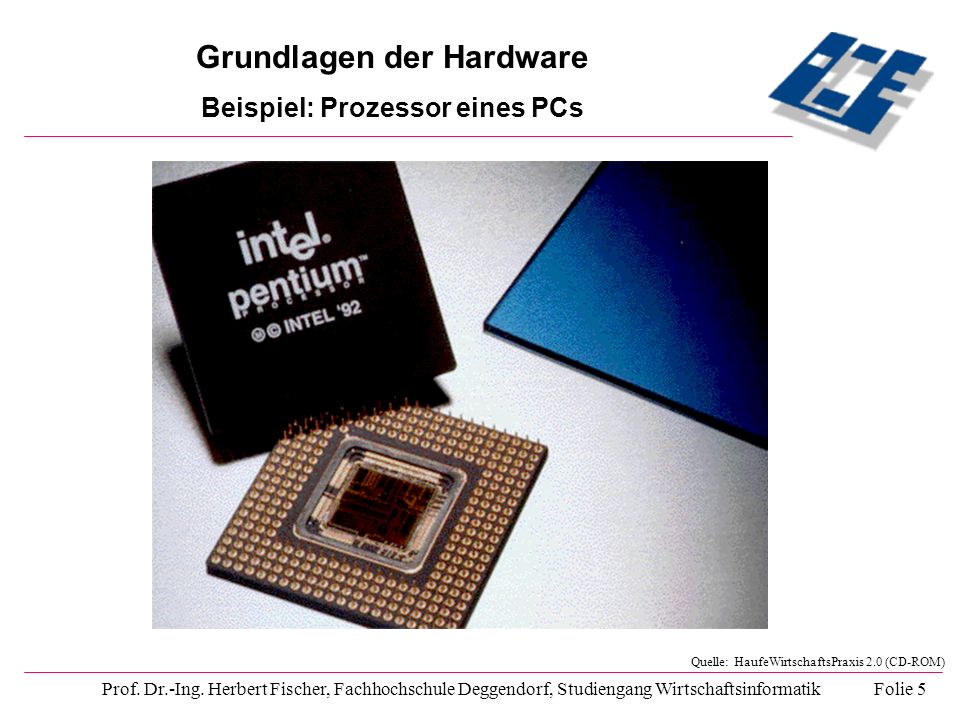 Grundlagen der Hardware Beispiel: Prozessor eines PCs