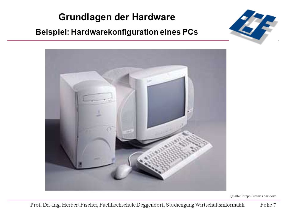 Grundlagen der Hardware Beispiel: Hardwarekonfiguration eines PCs