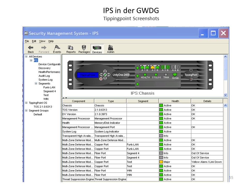 IPS in der GWDG Tippingpoint Screenshots