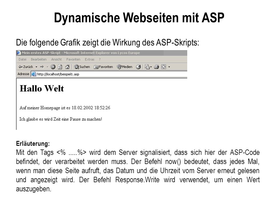 Dynamische Webseiten mit ASP
