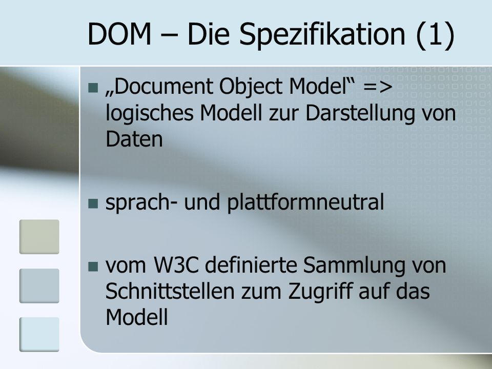 DOM – Die Spezifikation (1)