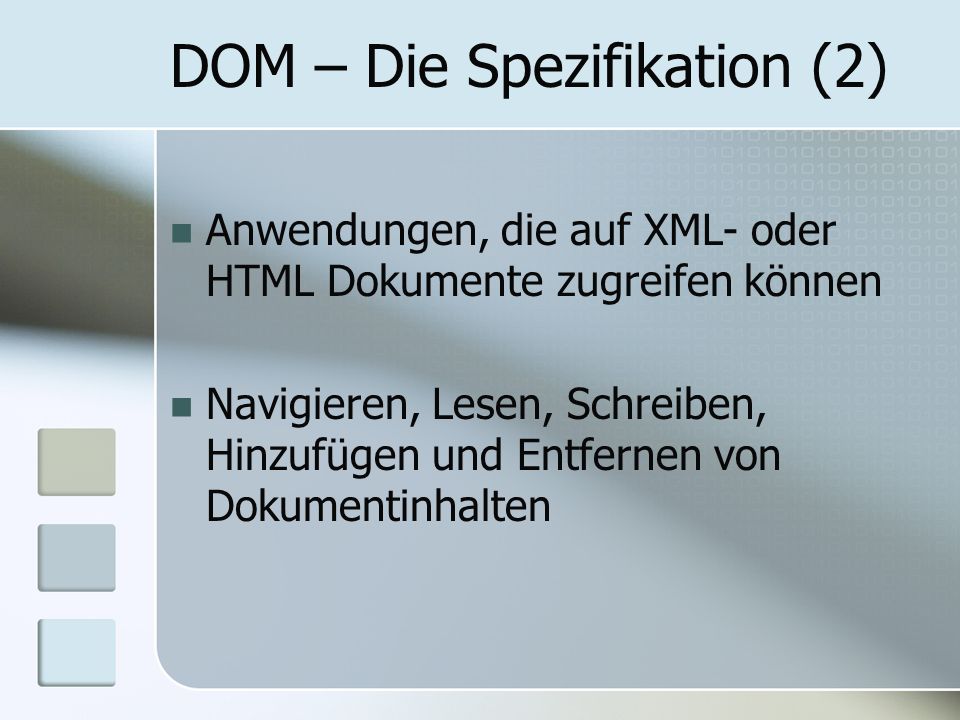 DOM – Die Spezifikation (2)