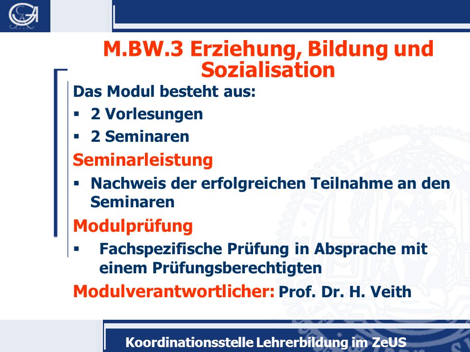 M.BW.3 Erziehung, Bildung und Sozialisation