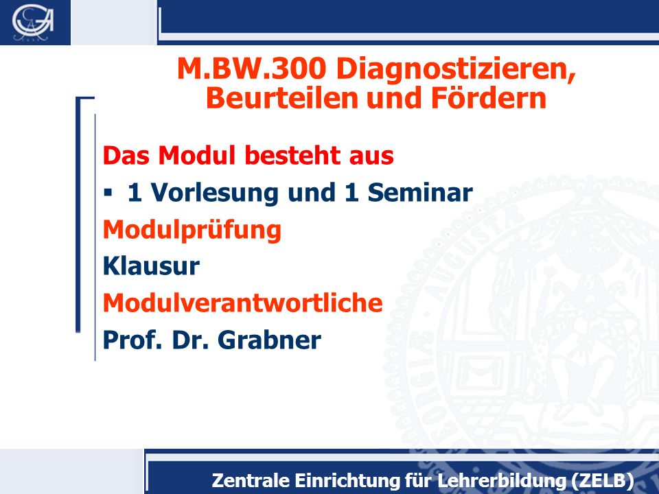 M.BW.300 Diagnostizieren, Beurteilen und Fördern