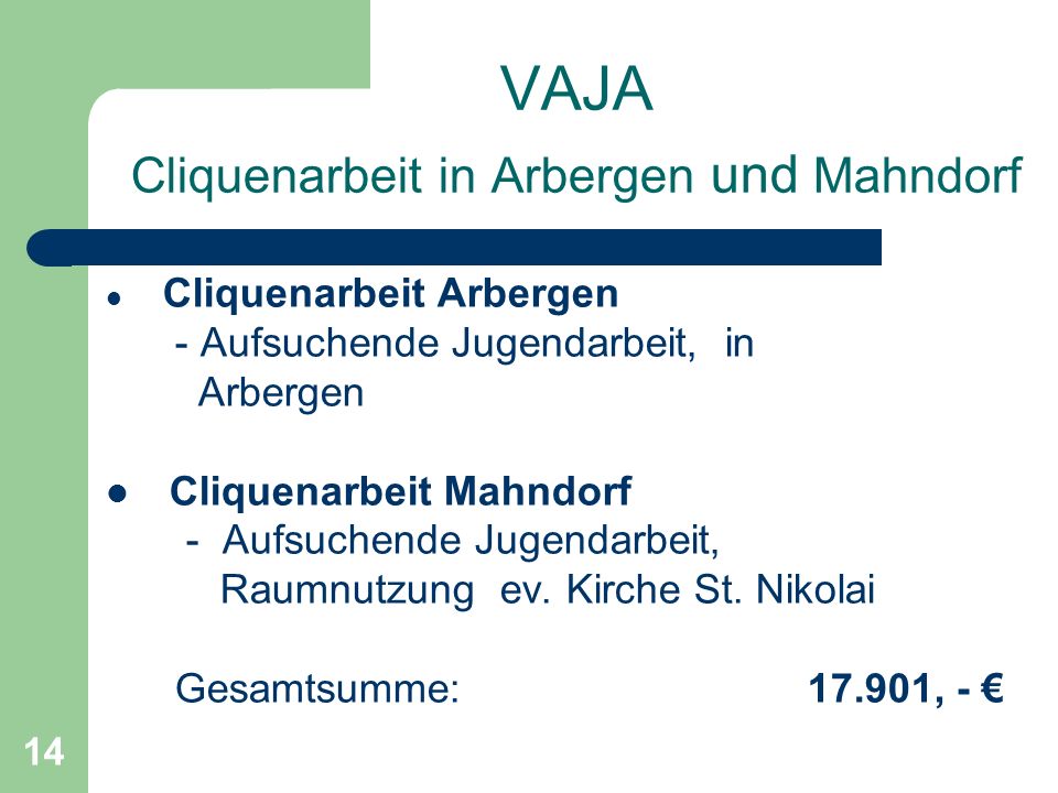 VAJA Cliquenarbeit in Arbergen und Mahndorf