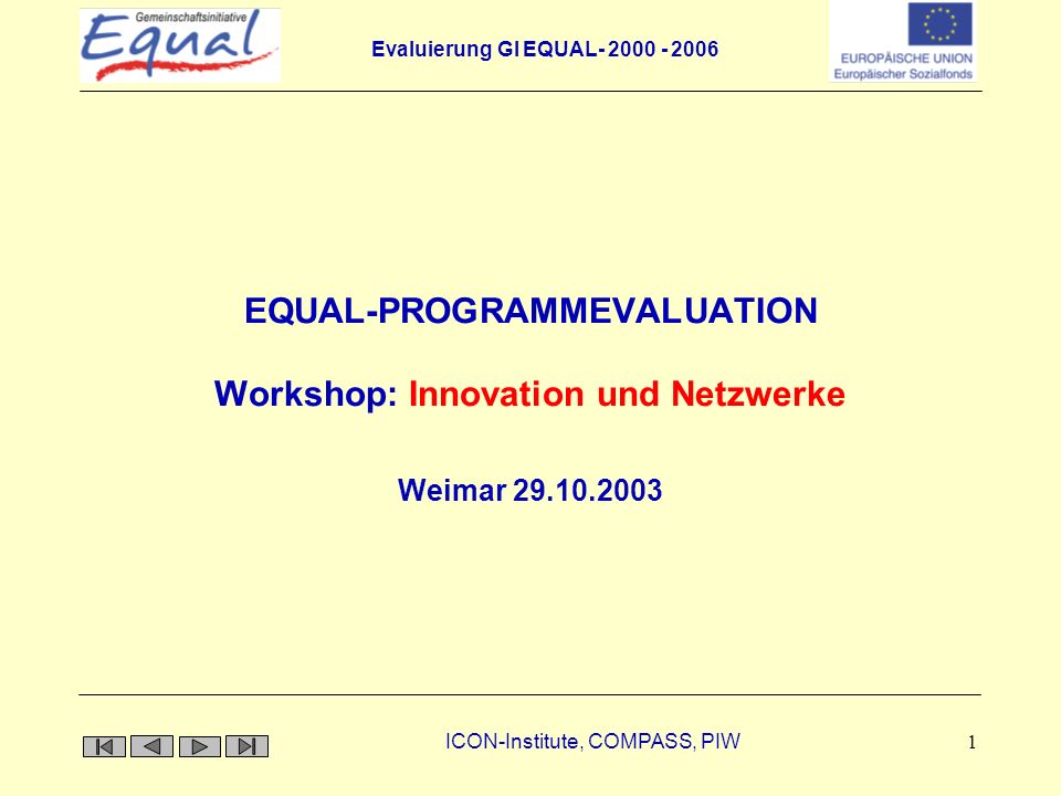 EQUAL-PROGRAMMEVALUATION Workshop: Innovation und Netzwerke