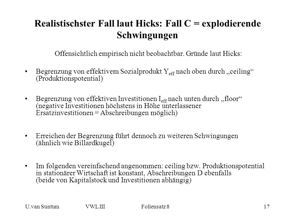 Realistischster Fall laut Hicks: Fall C = explodierende Schwingungen