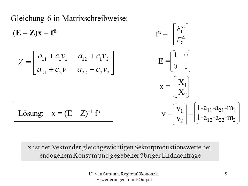 Gleichung 6 in Matrixschreibweise:
