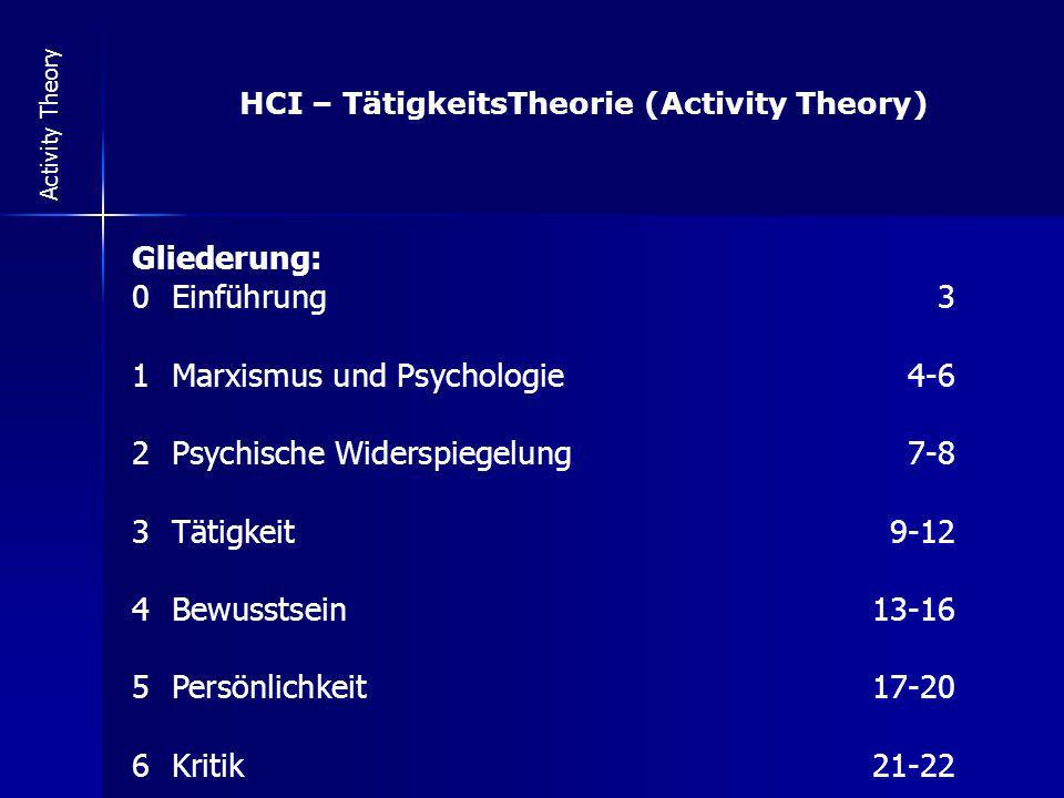 HCI – TätigkeitsTheorie (Activity Theory)