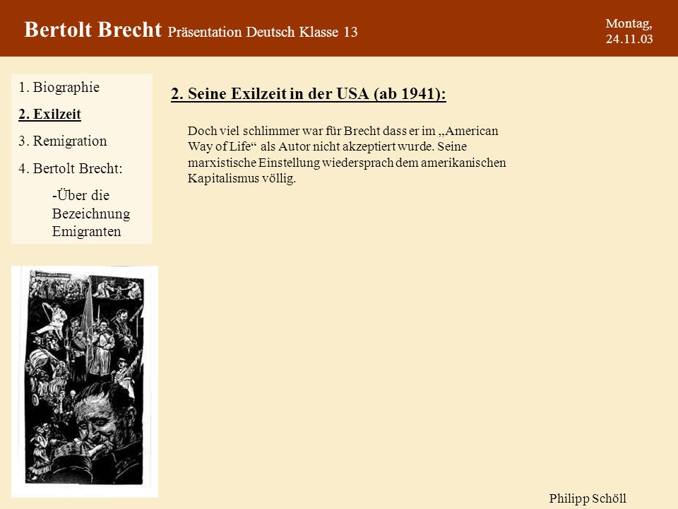 Bertolt Brecht Präsentation Deutsch Klasse 13