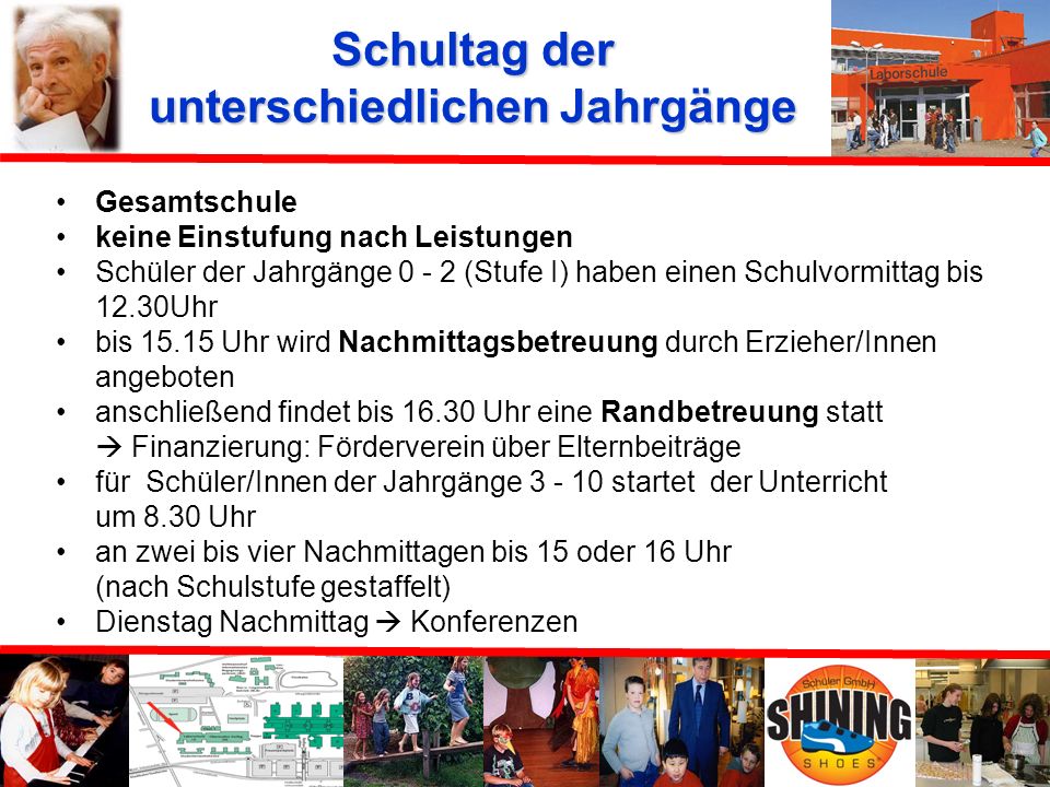 Schultag der unterschiedlichen Jahrgänge